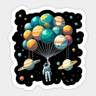 Funny Astronaut Space Balloon Planet Solar System Science Sticker